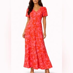Talbots Pink and Orange Floral Maxi Dress